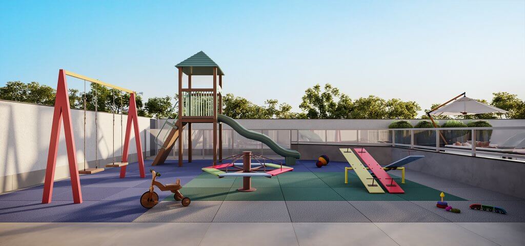 Playground do Tremezzo Residencial, um lançamento Fontana que está sendo construído no Centro de Criciúma