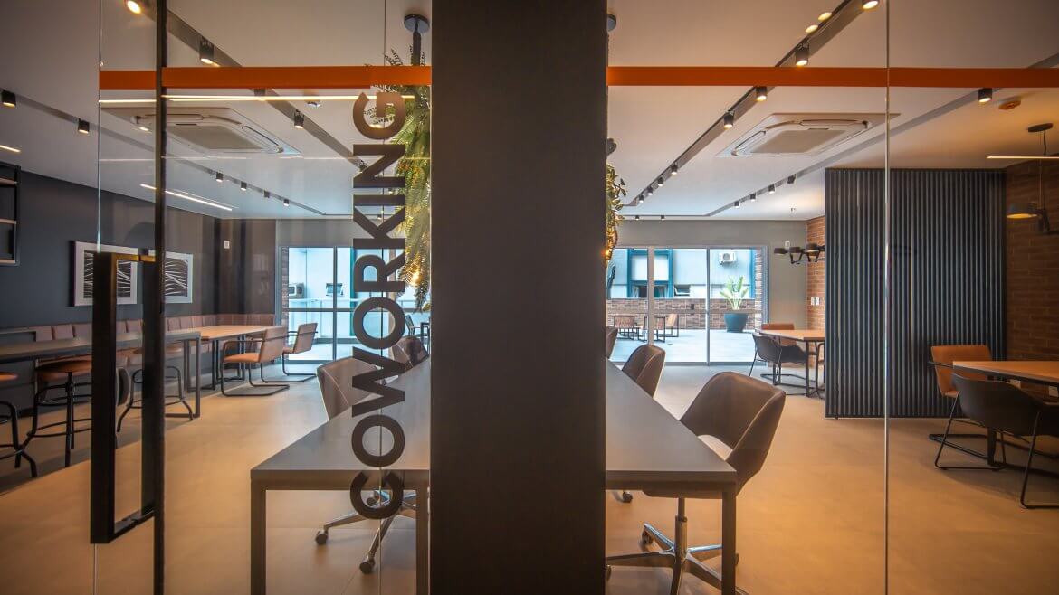 Coworking do Hub Smart Home, um empreendimento Fontana.