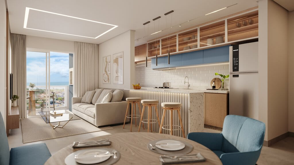 Living integrado em apartamento no Mar Di Nizza Residencial